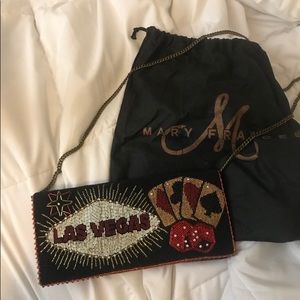 Mary Frances beaded clutch with chain
